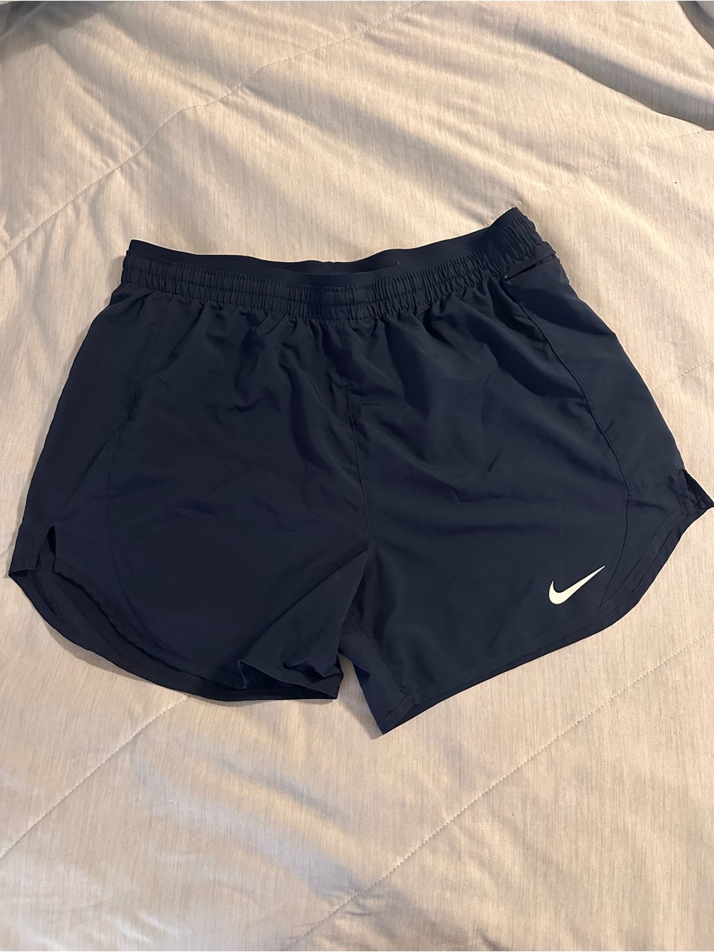 Nike Women's Navy Athletic Running Shorts with White Swoosh